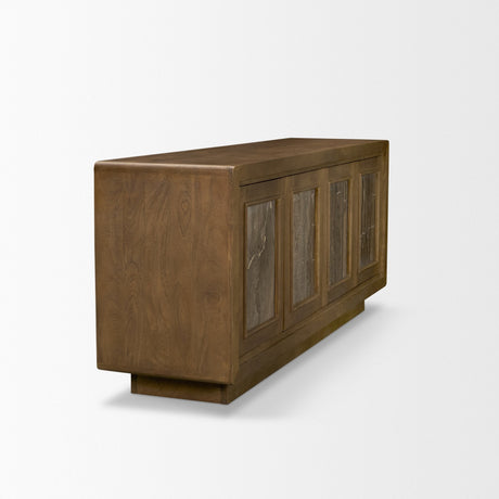 Valterra Dark Brown Wood w/ Cappuccino Marble 4 Door Sideboard by Mercana at Eve Furniture