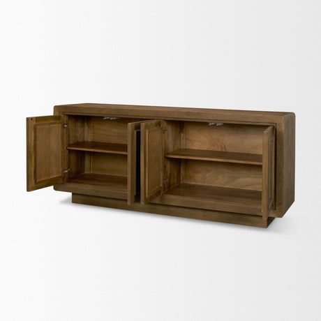 Valterra Dark Brown Wood w/ Cappuccino Marble 4 Door Sideboard by Mercana at Eve Furniture