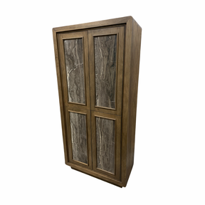 Valterra Dark Brown Wood w/ Cappuccino Marble 4 Door Tall Cabinet by Mercana at Eve Furniture