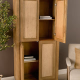 Valterra Light Brown Wood w/ Travertine 4 Door Tall Cabinet by Mercana at Eve Furniture