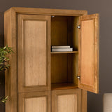 Valterra Light Brown Wood w/ Travertine 4 Door Tall Cabinet by Mercana at Eve Furniture