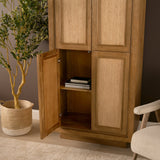Valterra Light Brown Wood w/ Travertine 4 Door Tall Cabinet by Mercana at Eve Furniture