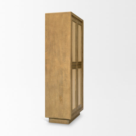 Valterra Light Brown Wood w/ Travertine 4 Door Tall Cabinet by Mercana at Eve Furniture