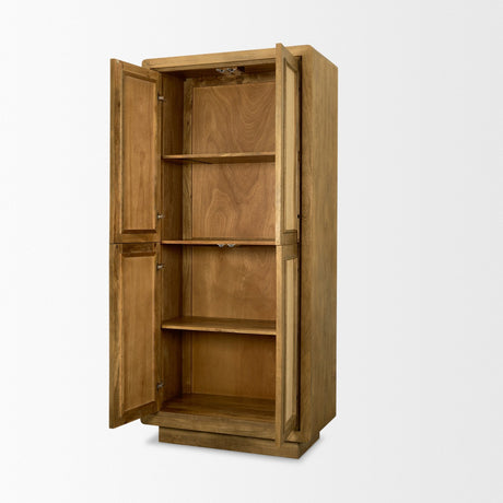 Valterra Light Brown Wood w/ Travertine 4 Door Tall Cabinet by Mercana at Eve Furniture