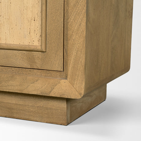 Valterra Light Brown Wood w/ Travertine 4 Door Tall Cabinet by Mercana at Eve Furniture