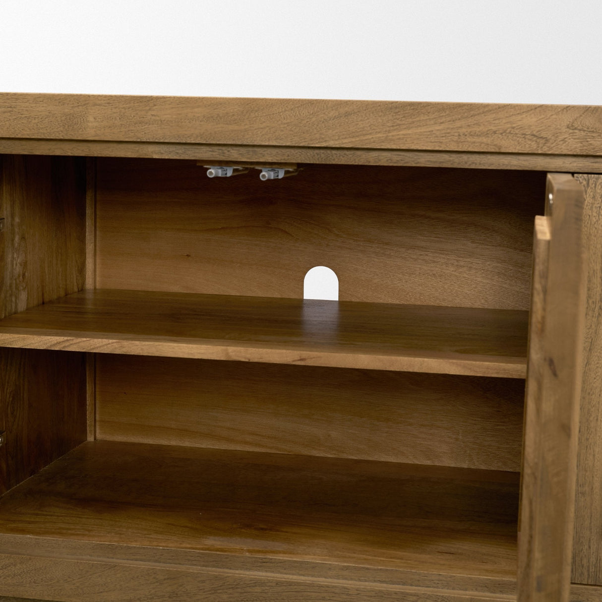 Valterra Light Brown Wood w/ Travertine 6 Door Media Console by Mercana at Eve Furniture
