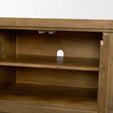 Valterra Light Brown Wood w/ Travertine 6 Door Media Console by Mercana at Eve Furniture
