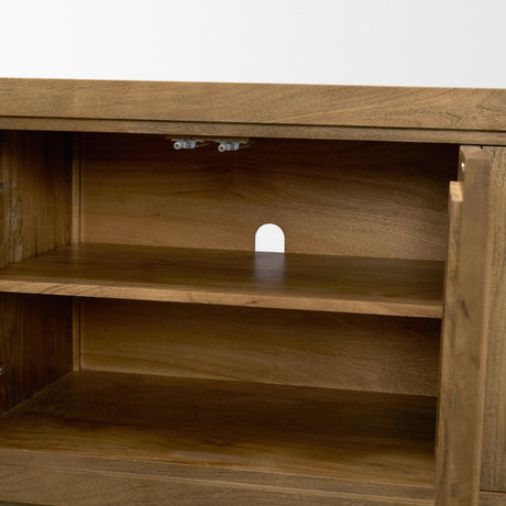 Valterra Light Brown Wood w/ Travertine 6 Door Media Console by Mercana at Eve Furniture