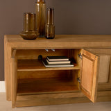 Valterra Light Brown Wood w/ Travertine 6 Door Media Console by Mercana at Eve Furniture