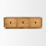 Valterra Light Brown Wood w/ Travertine 6 Door Media Console by Mercana at Eve Furniture