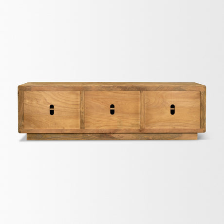 Valterra Light Brown Wood w/ Travertine 6 Door Media Console by Mercana at Eve Furniture