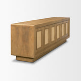 Valterra Light Brown Wood w/ Travertine 6 Door Media Console by Mercana at Eve Furniture