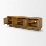 Valterra Light Brown Wood w/ Travertine 6 Door Media Console by Mercana at Eve Furniture