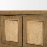 Valterra Light Brown Wood w/ Travertine 6 Door Media Console by Mercana at Eve Furniture