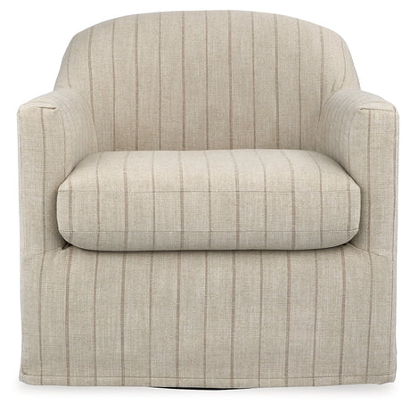 Valwick Cream/Brown Swivel Accent Chair by Ashley at Eve Furniture