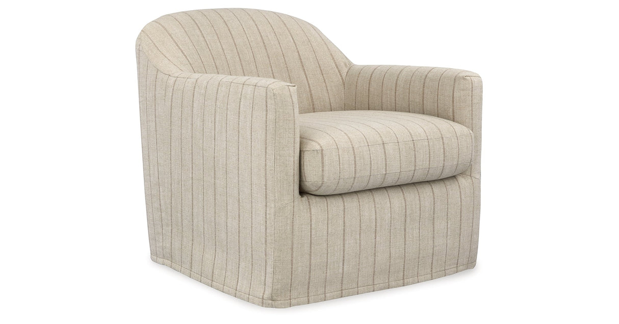Valwick Cream/Brown Swivel Accent Chair by Ashley at Eve Furniture