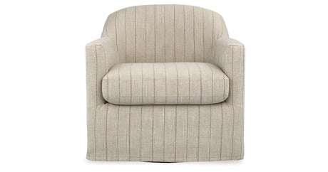 Valwick Cream/Brown Swivel Accent Chair by Ashley at Eve Furniture