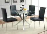 Vance Chrome Glass Top Dining Table with X-cross Base by Coaster at Eve Furniture
