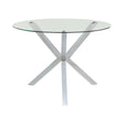 Vance Chrome Glass Top Dining Table with X-cross Base by Coaster at Eve Furniture