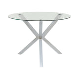 Vance Chrome Glass Top Dining Table with X-cross Base by Coaster at Eve Furniture