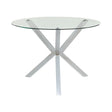Vance Chrome Glass Top Dining Table with X-cross Base by Coaster at Eve Furniture
