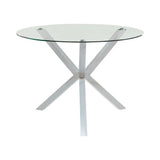 Vance Chrome Glass Top Dining Table with X-cross Base by Coaster at Eve Furniture