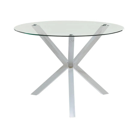 Vance Chrome Glass Top Dining Table with X-cross Base by Coaster at Eve Furniture