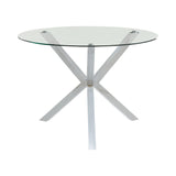 Vance Chrome Glass Top Dining Table with X-cross Base