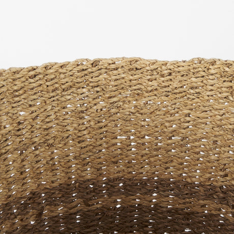 Vance Light Brown Palm Leaf and Seagrass Round Basket W/ Handles by Mercana at Eve Furniture