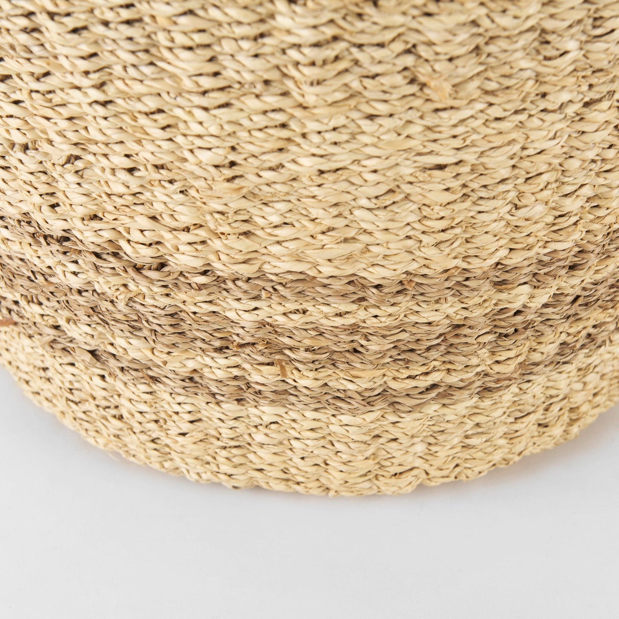 Vance Light Brown Palm Leaf and Seagrass Round Basket W/ Handles by Mercana at Eve Furniture