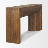 Vance Mid-Dark Brown Reclaimed Wood Rounded Console Table by Mercana at Eve Furniture