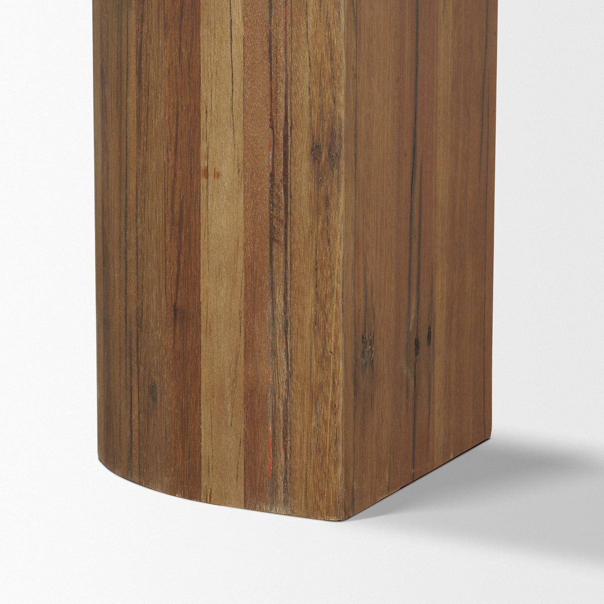 Vance Mid-Dark Brown Reclaimed Wood Rounded Console Table by Mercana at Eve Furniture
