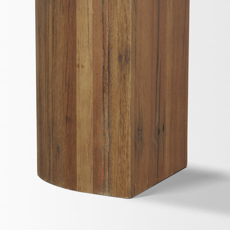 Vance Mid-Dark Brown Reclaimed Wood Rounded Console Table by Mercana at Eve Furniture