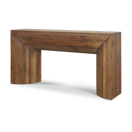 Vance Mid-Dark Brown Reclaimed Wood Rounded Console Table by Mercana at Eve Furniture