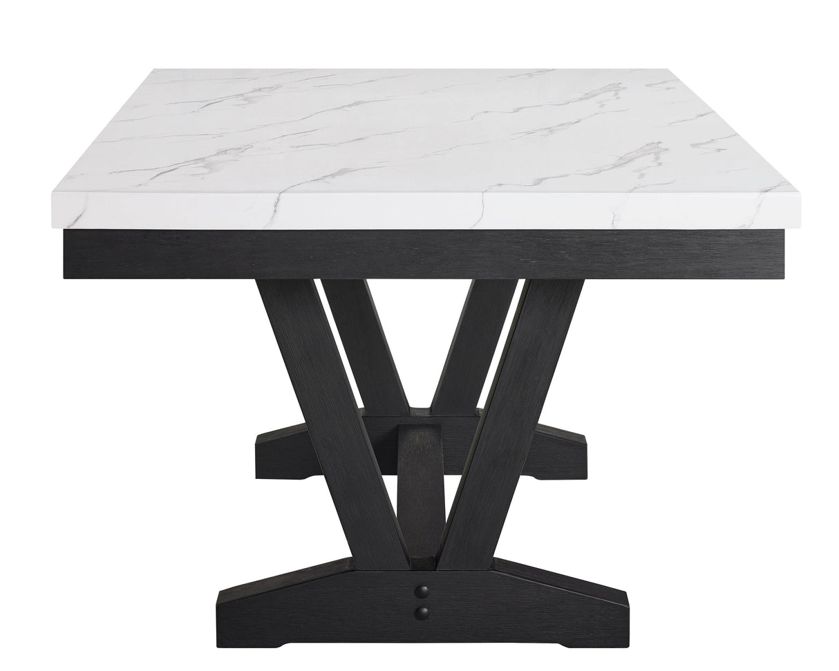 Vance White and Black Faux Marble Dining Table by Crown Mark at Eve Furniture