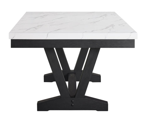 Vance White and Black Faux Marble Dining Table by Crown Mark at Eve Furniture