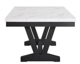 Vance White and Black Faux Marble Dining Table by Crown Mark at Eve Furniture