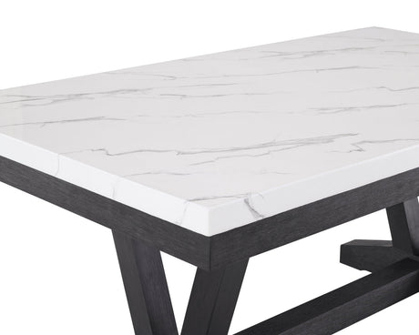 Vance White and Black Faux Marble Dining Table by Crown Mark at Eve Furniture