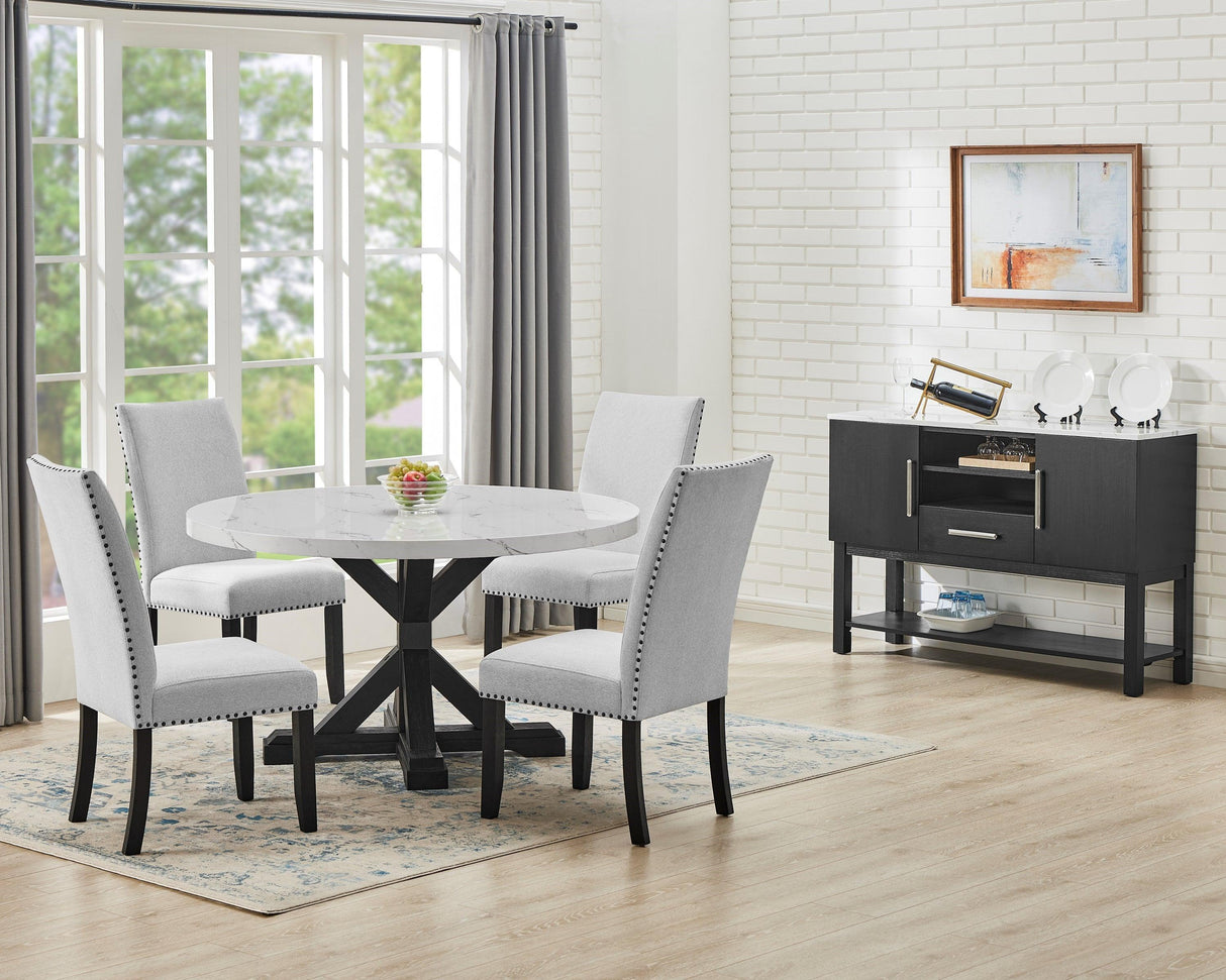 Vance Black Faux Marble Top Sideboard by Crown Mark at Eve Furniture