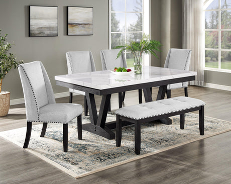 Vance Dove Faux Marble Dining Set by Crown Mark at Eve Furniture