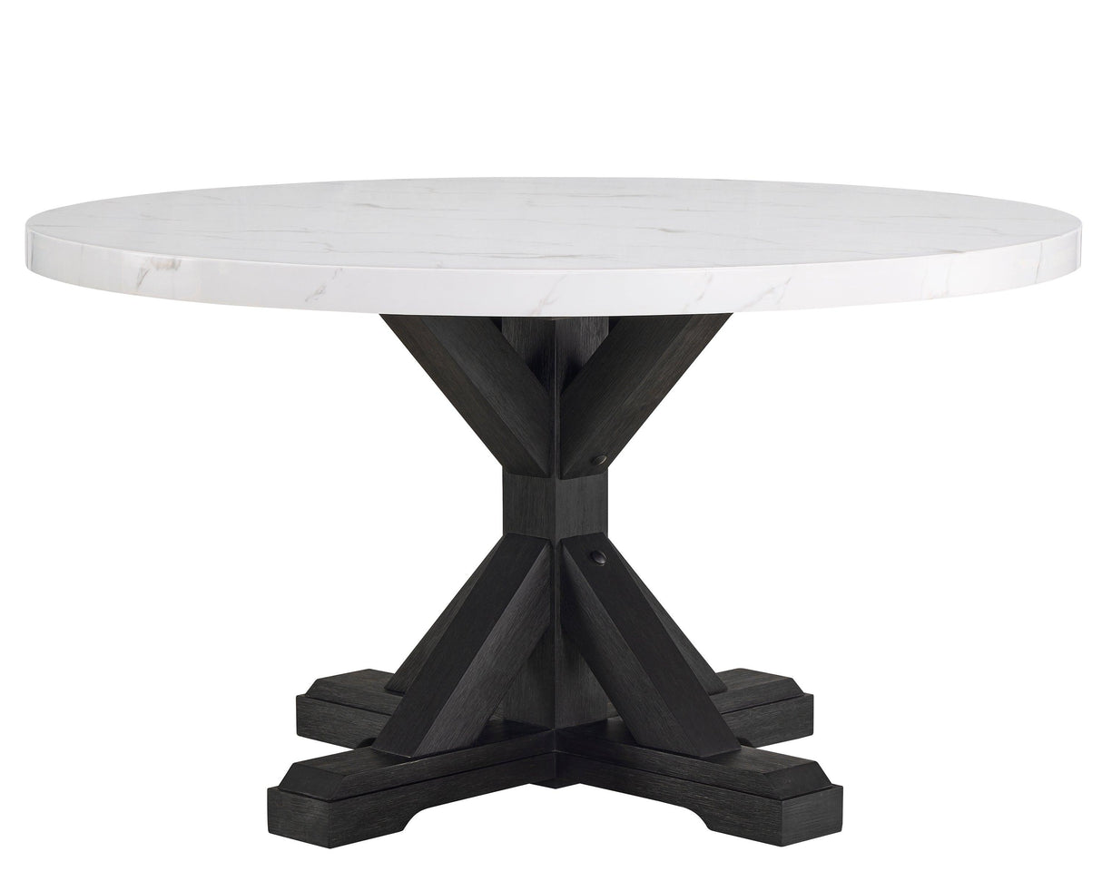 Vance Dove Faux Marble Round Dining Set by Crown Mark at Eve Furniture