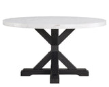 Vance White and Black Faux Marble Round Dining Table by Crown Mark at Eve Furniture