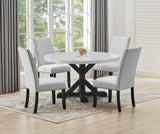 Vance White and Black Faux Marble Round Dining Table by Crown Mark at Eve Furniture