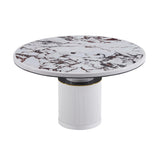 Vanessa White Marble Lacquer 53" Round Dining Table by TOV Furniture at Eve Furniture