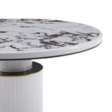 Vanessa White Marble Lacquer 53" Round Dining Table by TOV Furniture at Eve Furniture