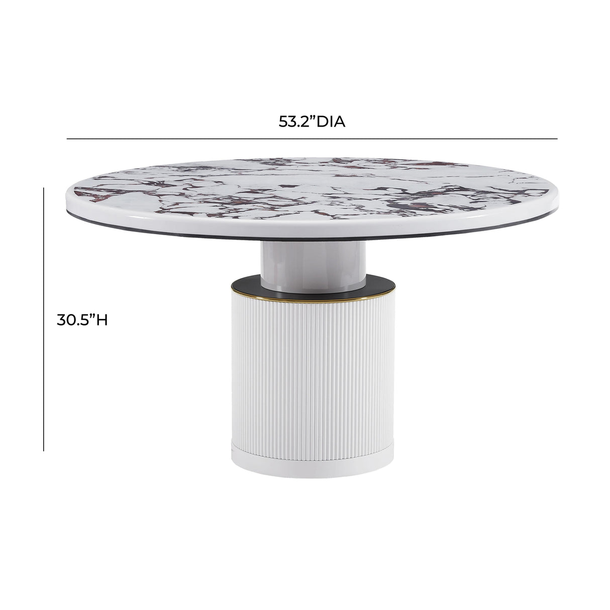 Vanessa White Marble Lacquer 53" Round Dining Table by TOV Furniture at Eve Furniture