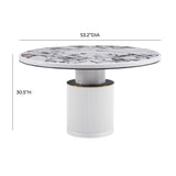 Vanessa White Marble Lacquer 53" Round Dining Table by TOV Furniture at Eve Furniture