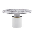 Vanessa White Marble Lacquer 53" Round Dining Table by TOV Furniture at Eve Furniture