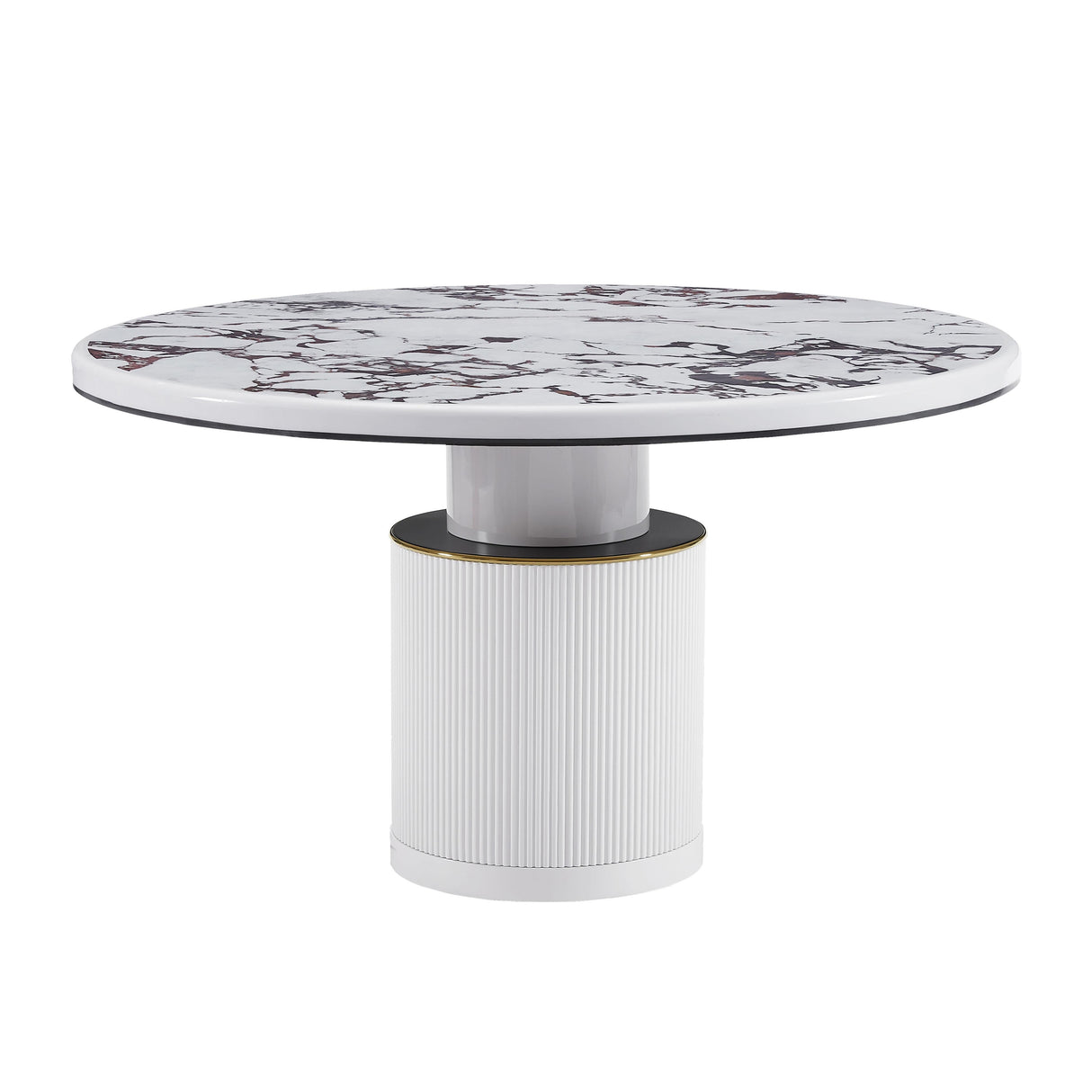 Vanessa White Marble Lacquer 53" Round Dining Table by TOV Furniture at Eve Furniture
