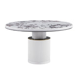 Vanessa White Marble Lacquer 53" Round Dining Table by TOV Furniture at Eve Furniture